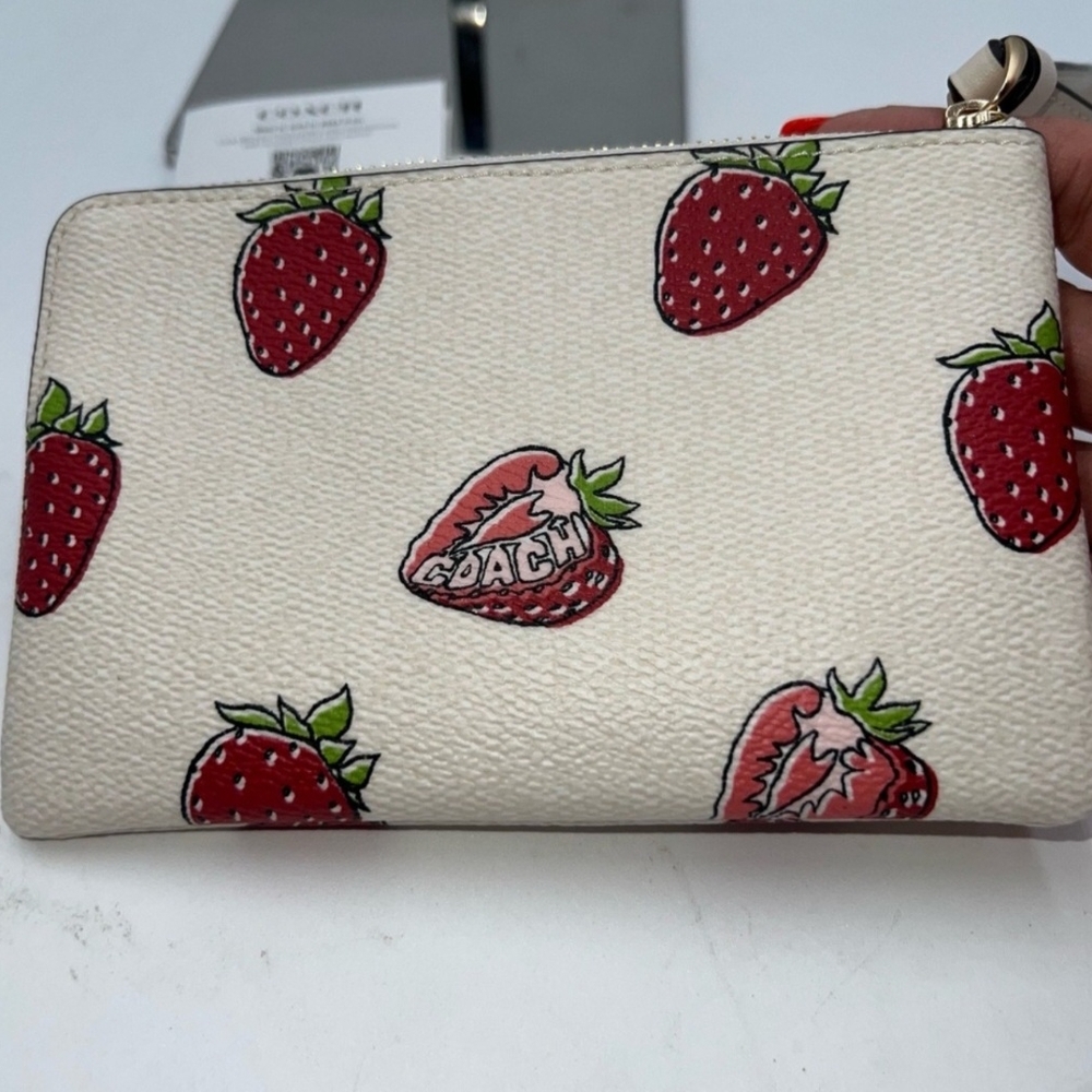 Coach Strawberry Print Wristlet - Picture 4 of 9